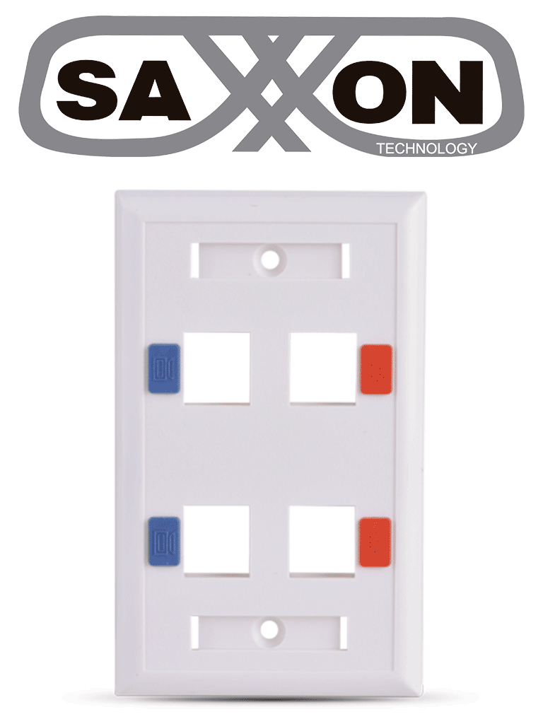 Imagen de SAXXON A1754E - Placa de pared / Vertical / 4 Puertos tipo keystone / Color blanco / Con etiquetas