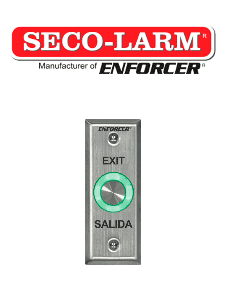 Imagen de Seco-Larm SD6176SS1Q - Botón de salida piezoeléctrico de acero inoxidable IP 65 con Luz LED verde / Salidas NO y NC