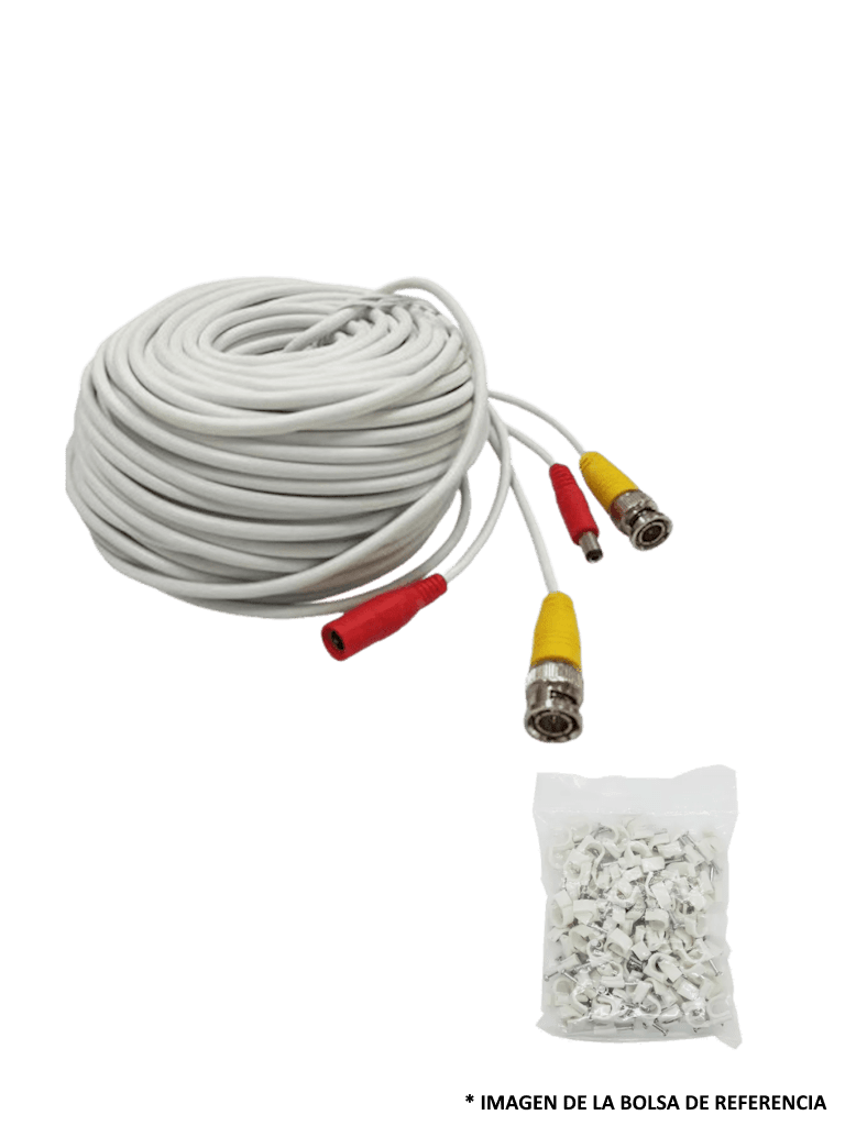 Imagen de TCE-BNC20WLMG5-Paquete de Cable Siames Armado Blanco de 20 Metros con Bolsa de 50 Grapas de Pared Blancas de 5mm