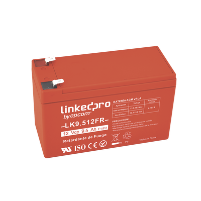 Batería 12 V / 9.5 Ah / UL / Tecnología AGM-VRLA / Vida útil promedio de 5 años / Retardante a la Flama /  Uso en equipo electrónico, Alarmas de Intrusión / Incendio/ Control de acceso / Video Vigilancia / Termina