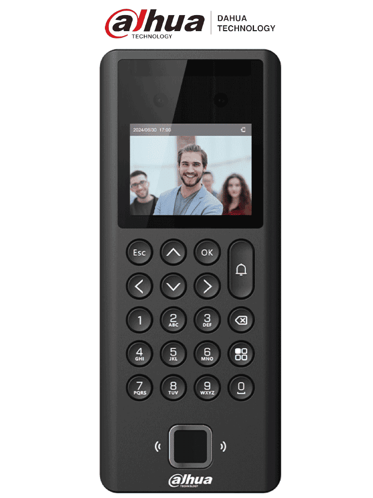 Imagen de DAHUA ASI3204E -Control de acceso yAsistencia con reconocimiento facial, pantalla de 2.4",soporte para1,000 usuarios y contraseñas asi como3,000 tarjetas Mifare y huellas, 50 administradores y100,000 registros con 99.99% de Precisión