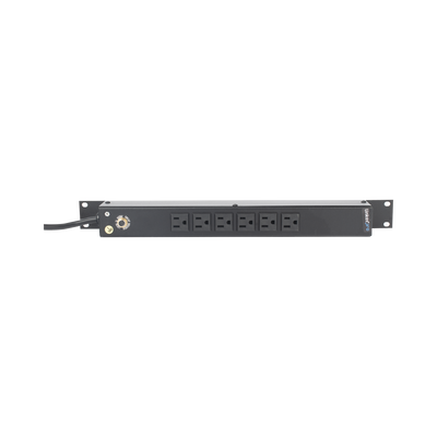 Tomacorriente Horizontal (PDU) de 6 Contactos (NEMA 5-15R) Rack 19" 1UR. Voltaje Entrada/Salida: 120Vca/15A