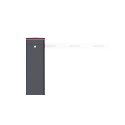 Barrera Vehicular Derecha / Soporta Brazo de Hasta 5.5 m / Final de Carrera Ajustable Por Programación / Movimiento fluido / Diseño Elegante Color Gris / Con Corona Led Semaforizada