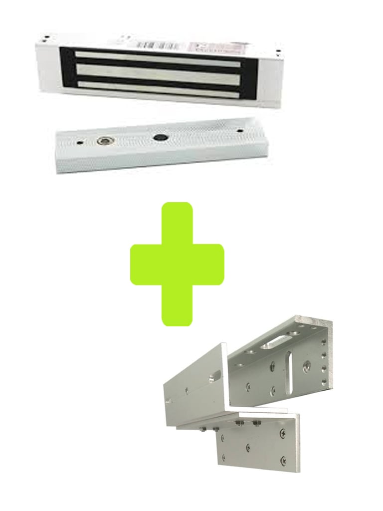 Imagen de ZKTECO LM120PAK - Paquete de contrachapa magnética de 120 kg, voltaje de 12VDC incluye soporte ZL para su instalación, compatible para puertas de madera y metal