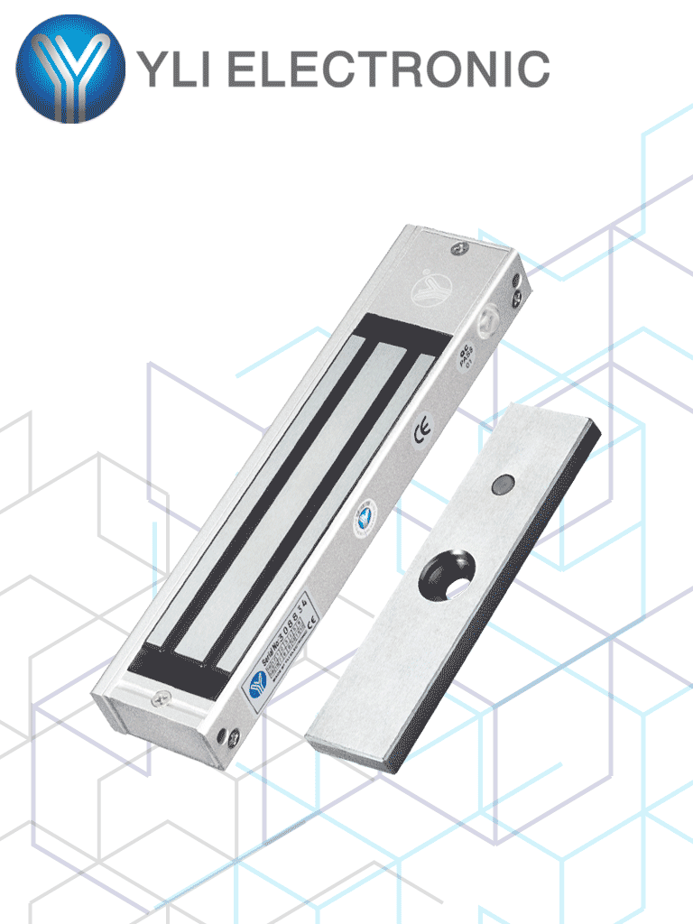 Imagen de YLI YM180NLED Cerradura Magnética con indicador led para Control de Acceso / Fuerza de Sujeción 180 Kg o 350 LB / Compatible con Soporte MBK180NZL / Para puerta de madera, vidrio o metal