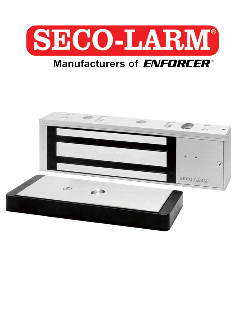 Imagen de E941SA1K2DPSQ - Cerradura Electromagnética De 1200 Lb / Led De Estado / Sensor De Adherencia / Sensor De Posición De La Puerta / 12/24 VDC / Homologada UL