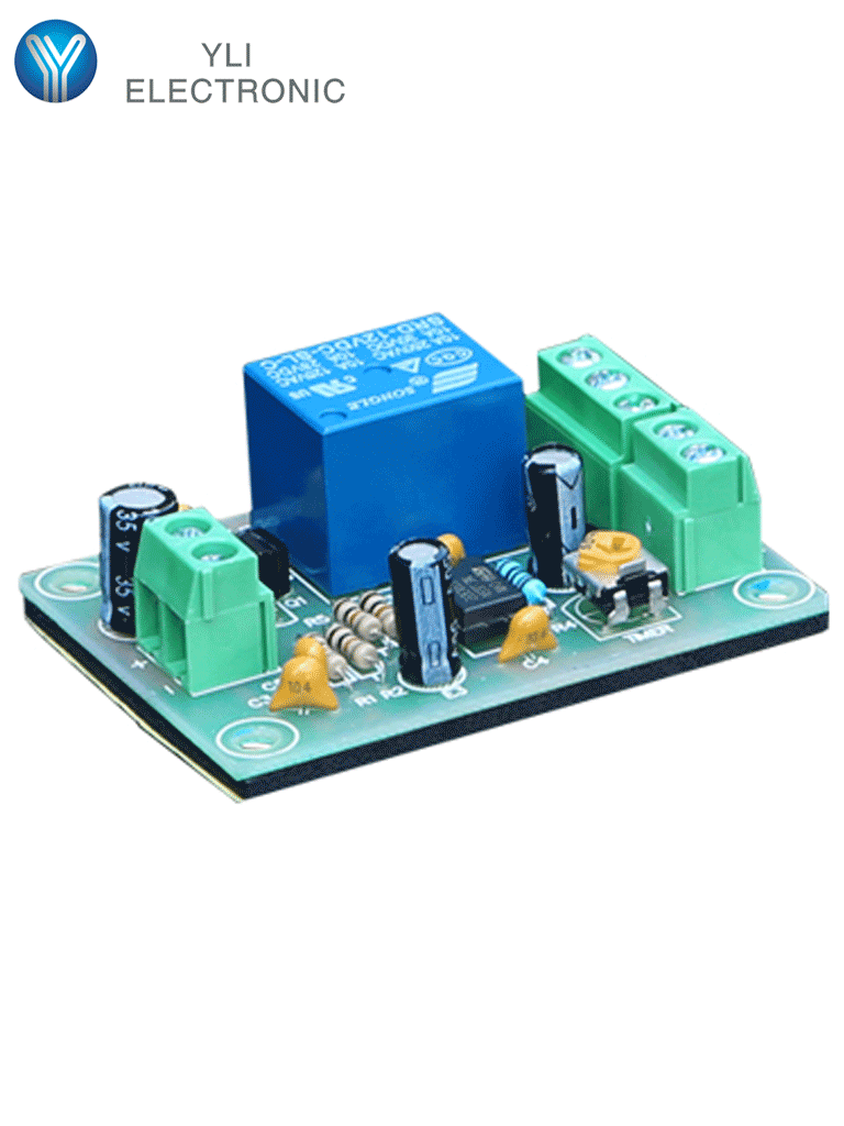 Imagen de YLI PCB505 - Módulo de Relevador con Retardo de Tiempo ajustable / Salidas  NC y NO / Conexión de botón / Voltaje 12 VDC / 1 a 30 segundos