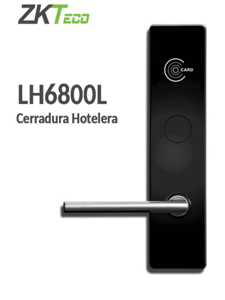 Imagen de ZKTECO LH6800L- Cerradura Izquierda para Hotel con Tecnología MIFARE 13.56 MHz, Compatible con Puertas de 35 a 45 mm de Grosor, Fabricada en Aleación de Zinc, Capacidad de Registro de 224 Eventos