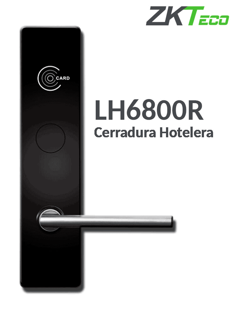 Imagen de ZKTECO LH6800R- Cerradura derecha para hotel / MIFARE 13.56 Mhz / 35 a 45 mm grosor de puerta / Aleación de Zinc / 224 eventos