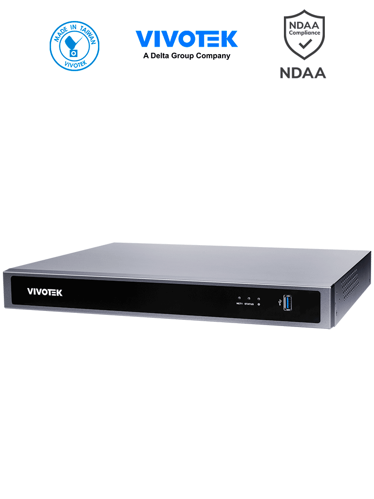 Imagen de VIVOTEK ND9426P - NVR 16 canales con 2 bahías y 16 puertos PoE GE, además de HDMI 4K y VGA, ciberseguridad Trend Micro, Deep Search y Smart VCA Search, compatible con NDAA y ONVIF.