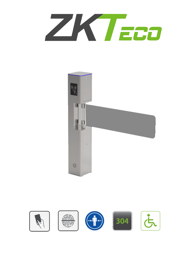 Imagen de ZKTECO SBT2000S - Puerta de Cortesía Bidireccional de Alto Flujo/ Carril de 90 cm/ 110V/ Acero Inoxidable/ Aleta de Vidrio Templado/ Fácil Integración con Controles de Acceso Facial, Palma, QR, Proximidad y botones/ No cuenta con Lectores y Panel