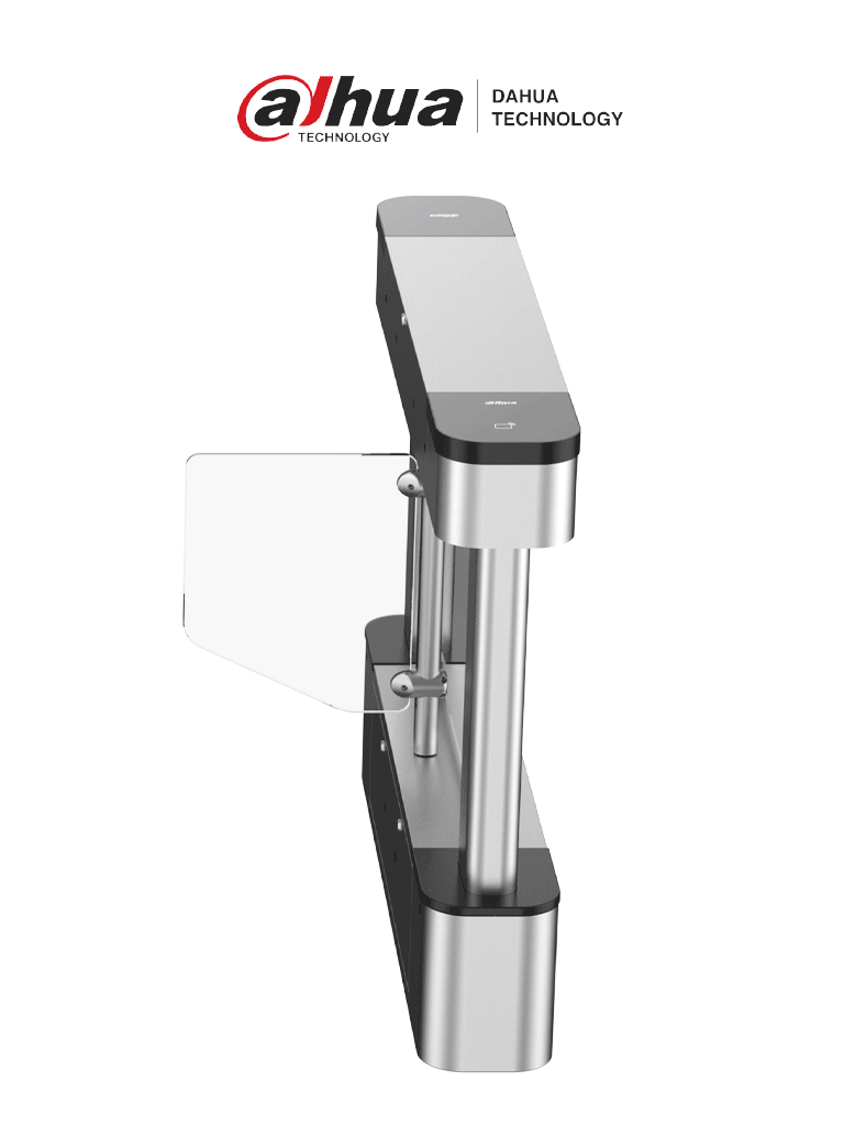 Imagen de DAHUA DHI-ASGB210Y-R Swing Barrier Derecha/ Desbloqueo Rápido/ Cortina de Luz IR/ Servomotor/ Alarma Sonora y Luminosa/ Acrílico 600 mm Largo