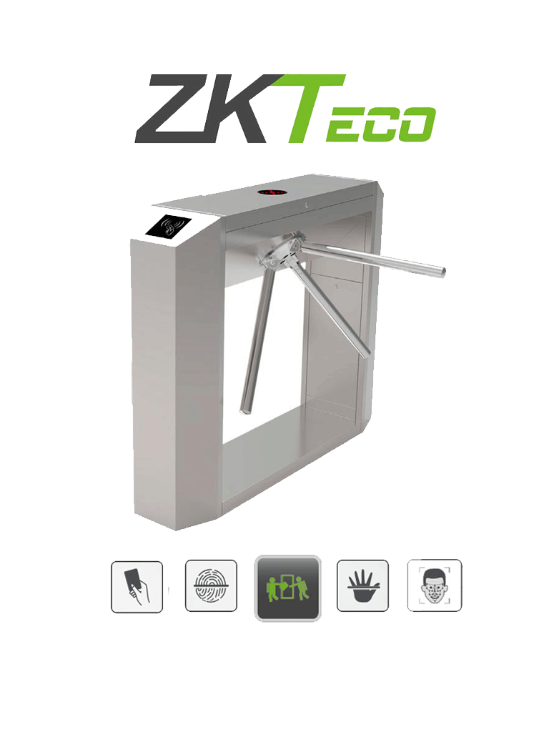 Imagen de ZKTECO TS200 - Torniquete Bidireccional / Acero SUS304 / Desbloqueo de Seguridad sin Energía / No cuenta con Lectores y Panel / 110V / Exterior Protegido / Tráfico de 25 a 30 x Min / Ancho de Carril 50.5 cm / 1 millón de Ciclos / Apertura con Pulso Seco