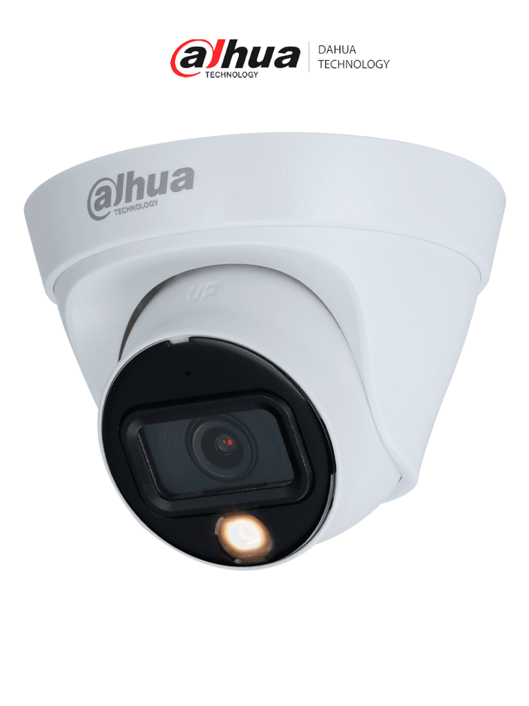 Imagen de DAHUA DH-IPC-HDW1239T1P-A-LED-0280B-S6 - Cámara IP Domo Full Color de 2MP con lente de 2.8mm y 110° de visión. Cuenta con micrófono integrado, luz blanca de 15m, compresión H.265, protección IP67, PoE y DWDR para imágenes nítidas.