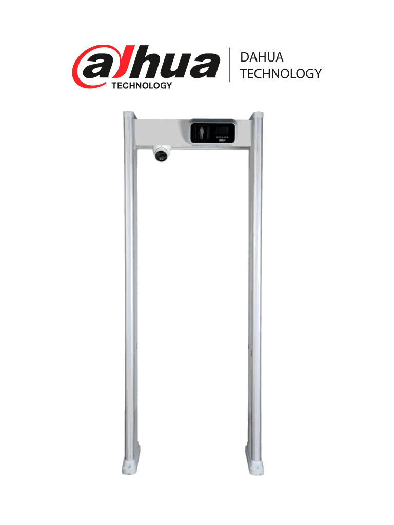 Imagen de DAHUA DHI-ISC-D118-T - Arco detector de metales de 18 zonas con medición de temperatura y cámara térmica. Pantalla de 3.5", tecnología de sensor VOx sin enfriamiento, ajuste automático de frecuencia y 255 niveles de sensibilidad configurables.