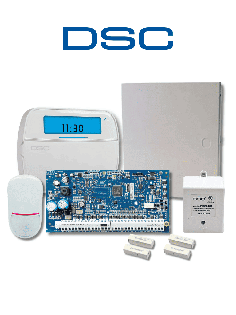 Imagen de DSC NEO-ICON-SB - Paquete SERIE NEO con panel HS2032 de 8 zonas cableadas expandible a 32/Teclado de Iconos HS2ICN /Sensor PIR LC200- PI Cableado/2 contactos blancos cableados/Transformador/Gabinete GTVCMX003/Sin Batería/