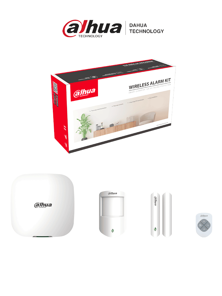 Imagen de DAHUA DHI-ART-ARC3000H-03-W2 - Kit de Alarma Inalámbrico con Conexión Wifi y Ethernet / Monitoreo por APP / Incluye Panel WiFi Ethernet; Un Sensor de Movimiento; Un Contacto Magnético; Un Control Remoto/