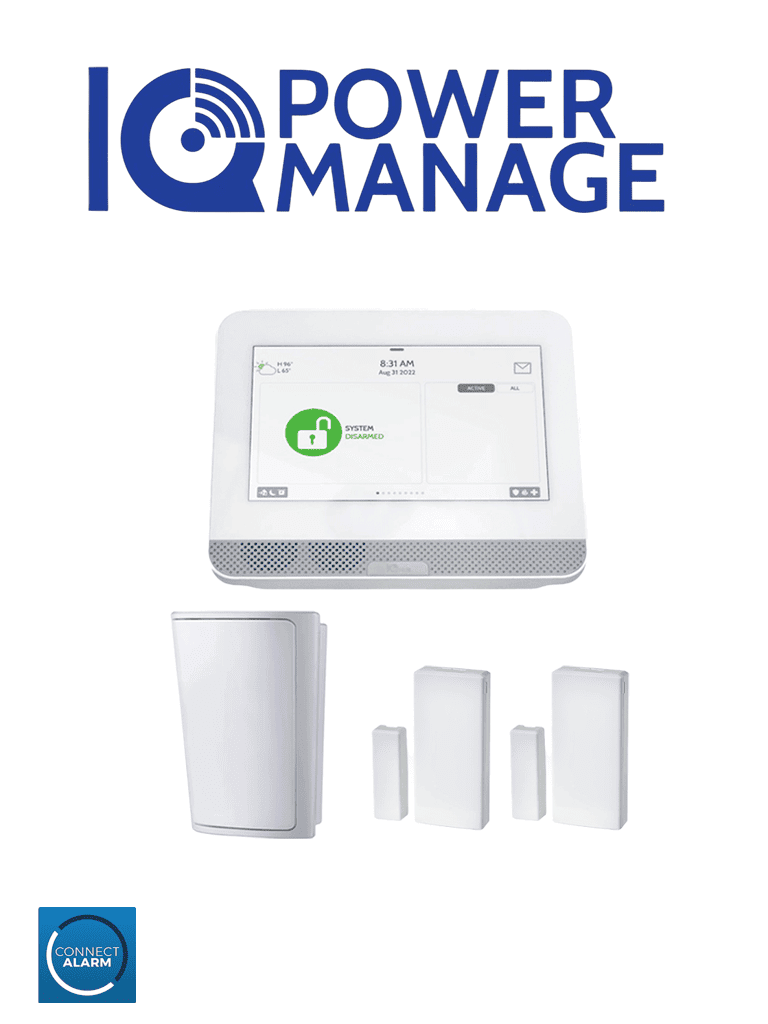 Imagen de QOLSYS IQ4HUB POWER MANAGE PACK - Paquete que contiene Sistema de Alarma IQ4 HUB autocontenido, con pantalla táctil de 7", 1 sensor PIR inalámbrico PG9914 y 2 sensores magnéticos inalámbricos PG9303