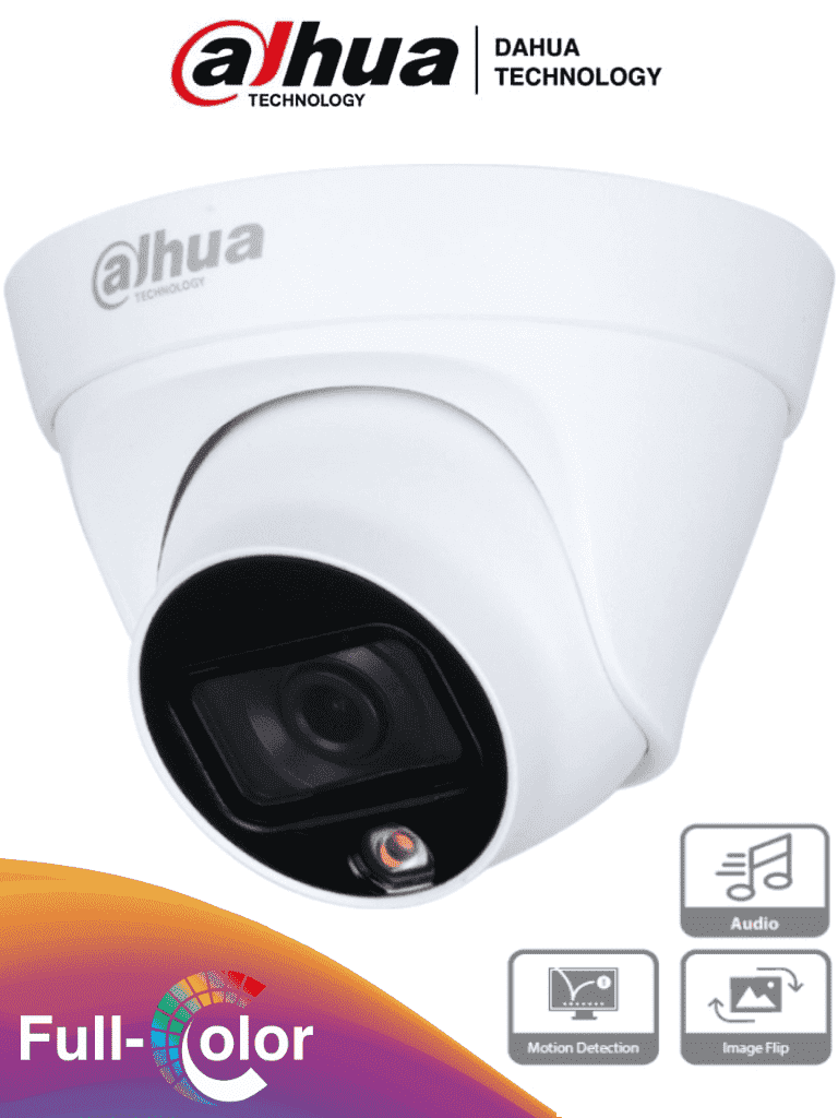 Imagen de DAHUA IPC-HDW1239T1-A-LED-S5 - Camara IP Domo Full Color 2 Megapixeles/ Lente de 2.8mm/ 110 Grados de Apertura/ Microfono Integrado/  Luz Blanca de 15 Mts/ H.265/ IP67/ PoE/ DWDR/