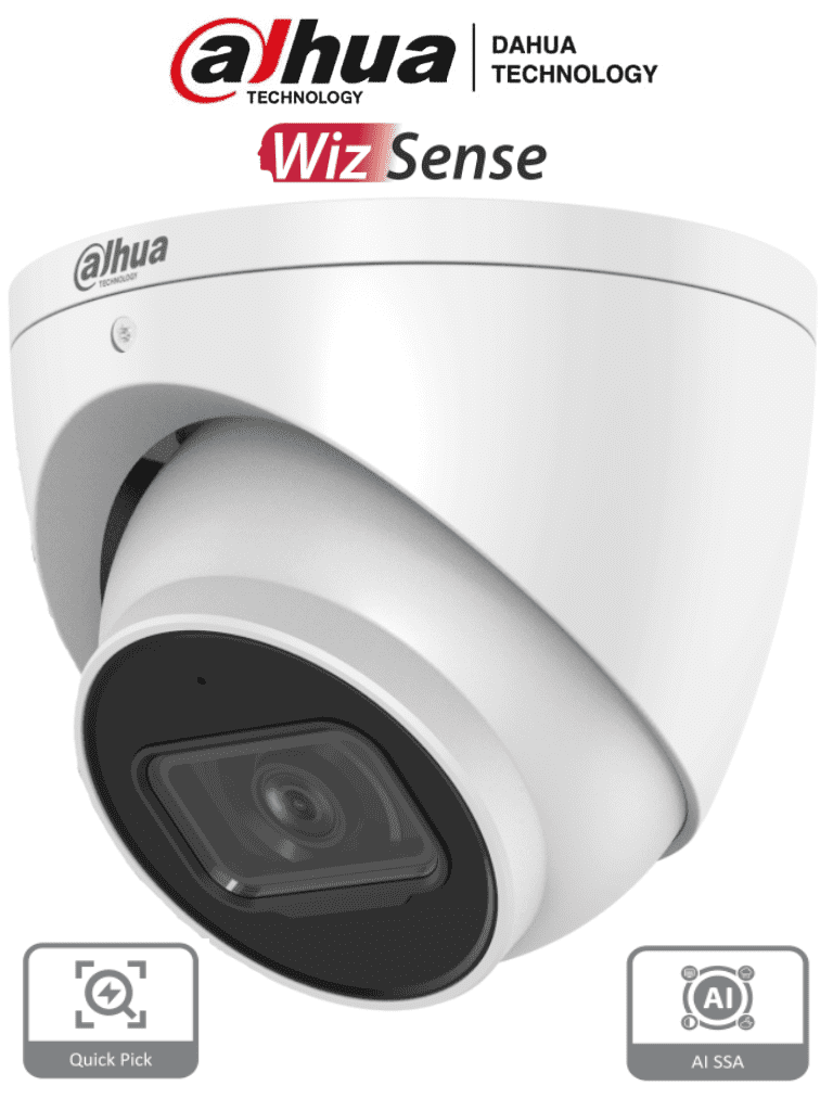 Imagen de DAHUA IPC-HDW3441EM-S-S2  - Camara IP Domo de 4 Megapixeles con IA/ WizSense/ Lente de 2.8mm/ 102 Grados de Apertura/ Microfono Integrado/ IR de 50 Metros/ SMD 4.0/ AI SSA/ H.265+/ Ranura para MicroSD/ WDR Real de 120 dB/