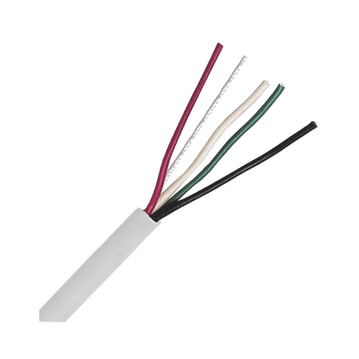 Bobina de Cable 305 Metros: 4 x 22 AWG, Color Blanco, CM, Para Sistemas de Seguridad y Alarmas