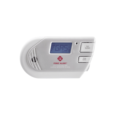 Detector Combo de Combinación de Gases Explosivos: Metano (GN), Propano (LP) y Monóxido de Carbono (CO), Con Pantalla Digital Retroiluminada, 120 Vca y Batería de Respaldo