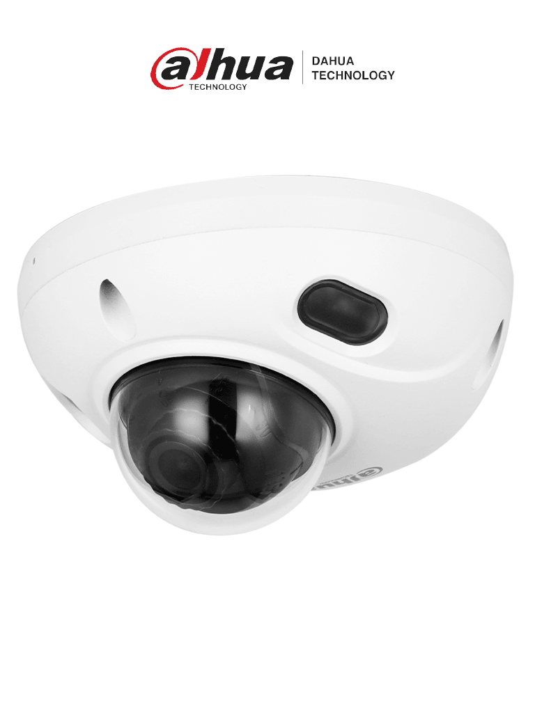 Imagen de DAHUA IPC-HDBW3241F-AS-S2 - Cámara IP Domo Antivandálica de 2MP con lente de 2.8mm y 107° de apertura. Cuenta con WizSense, visión nocturna de 30m, micrófono integrado, SMD 4.0, AI SSA, IP67, PoE, IK10, WDR real, y E/S de alarmas y audio.