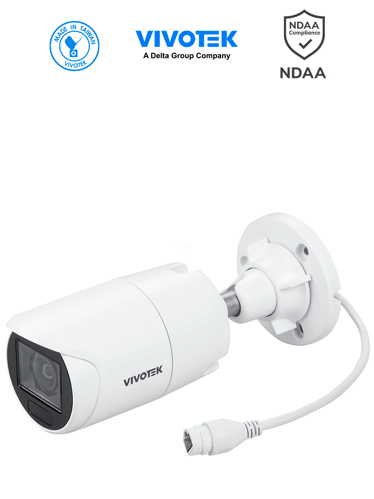 Imagen de VIVOTEK IB9383-HTV - Cámara IP Bullet exterior 5 MP, Lente Varifocal Remoto 2.8-12mm, Smart VCA, Deep Search, Smart IR 30 mts, WDR Pro, Visión SNV, Ciberseguridad Trend Micro, Micrófono Integrado, Protección IP66, IK10, ONVIF, NDAA