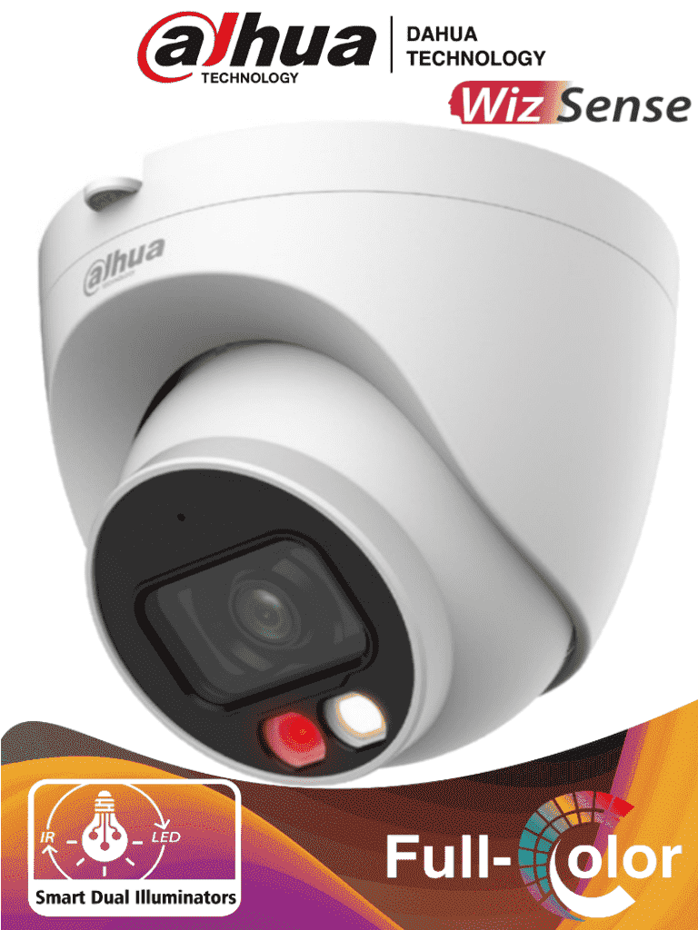 Imagen de DAHUA IPC-HDW2249T-S-IL - Cámara IP Domo de 2 Megapixeles/ Con Iluminador Dual Inteligente+Full Color/ WizSense/ Lente de 2.8mm/ 107 Grados de Apertura/ 30 Mts de IR y Luz Visible/ Microfono Integrado/ WDR/ Ranura para Micro SD/ SMD Plus/ PoE/