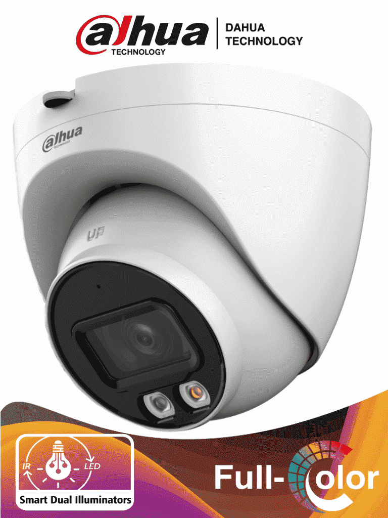 Imagen de DAHUA IPC-HDW2449T-S-IL - Camara Domo IP de 4 Megapixeles/ Con Iluminador Dual Inteligente+Full Color/ WizSense/ Lente de 2.8mm/ 95 Grados/ Microfono Integrado/30 Mts de IR y Luz Visible/Metálica/Ranura MicroSD/WDR de 120 dB/SMD Plus/PoE/