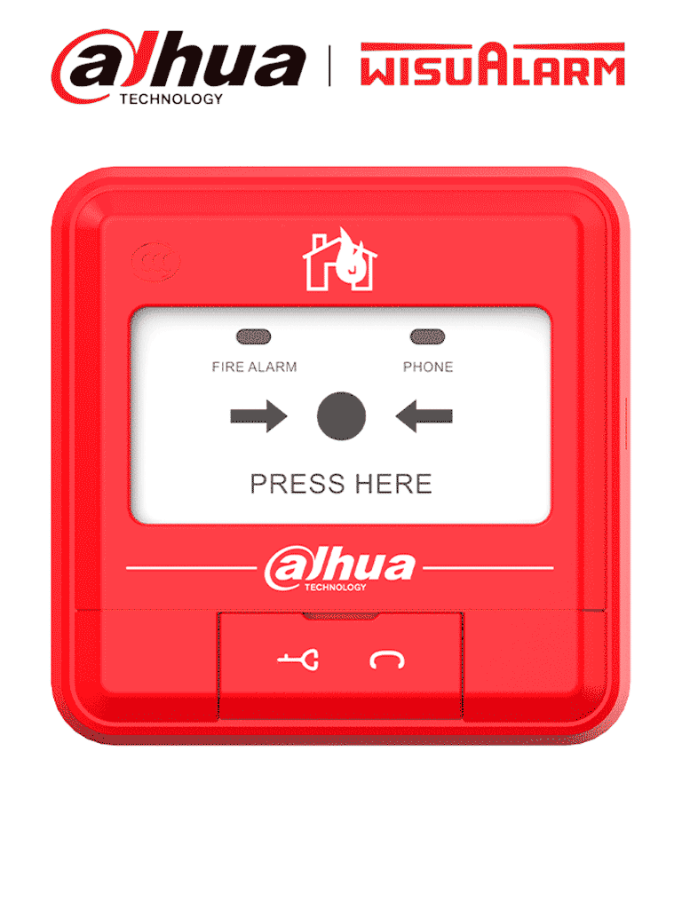 Imagen de DAHUA WISUALARM DHI-HY-C121 -  Estacion Manual de Alarma de Emergencia Convencional/ 2 Hilos sin Polaridad/ Cumple con Norma EN54-11:2001 Pruebas EMC/ Alarma Visual/
