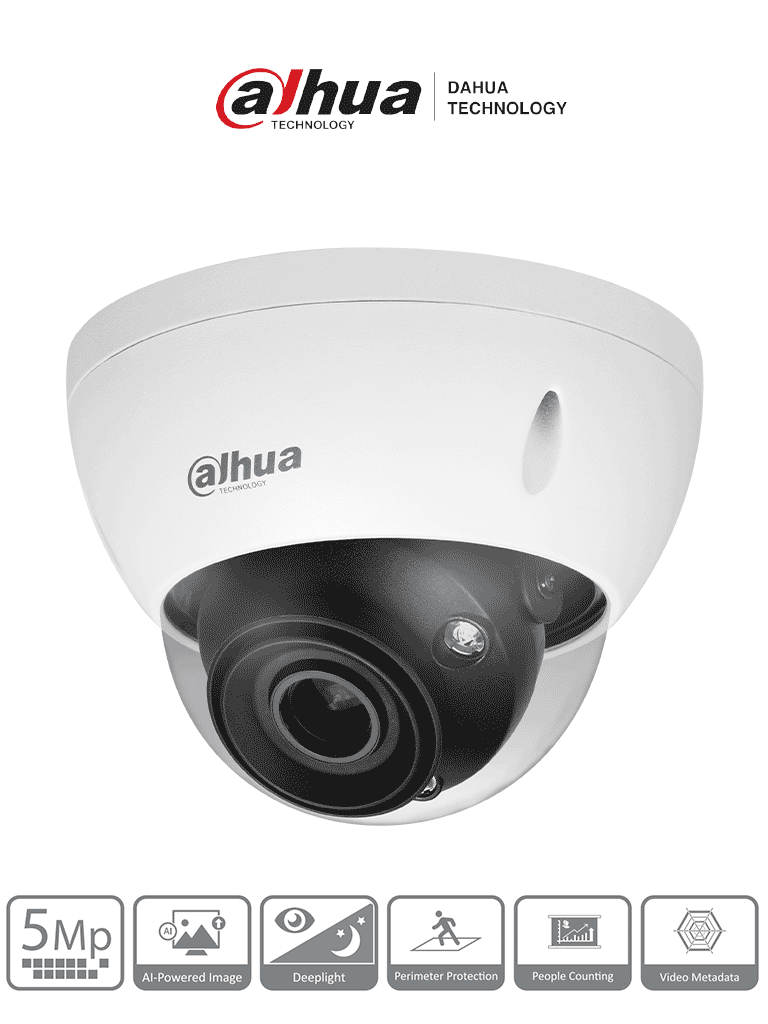 Imagen de DAHUA  IPC-HDBW5541E-ZE - Cámara IP Domo 5MP con WizMind y Lente Motorizado 2.7-13.5 mm, LED IR 40m, 114°, H.265+, Metadatos, SMD 3.0, Acupick, E/S de Alarma y Audio, Micro SD, IP67, IK10, ePoE. Ideal para seguridad avanzada.