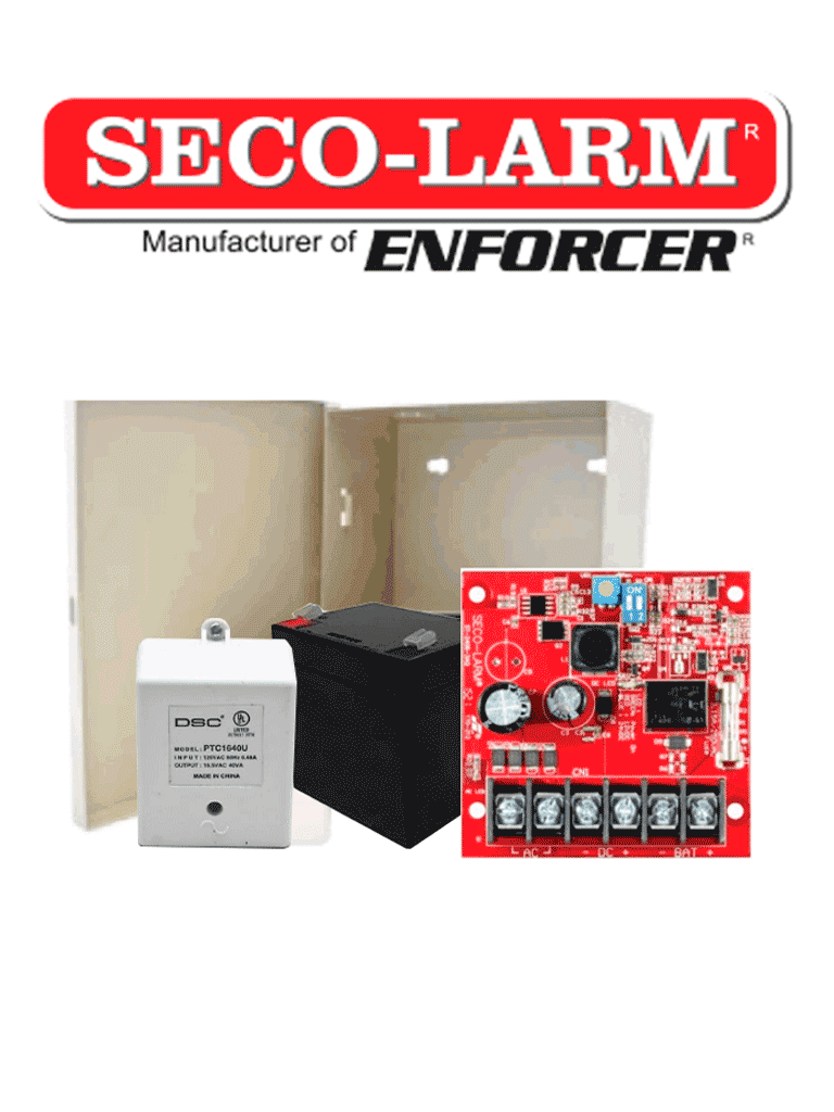 Imagen de Seco-Larm Kit Fuente De Poder 1 - Kit De Poder Contiene 1 Fuente De Poder De 1.5 Amp, Bateria De Respaldo, Transformador Y Gabinete