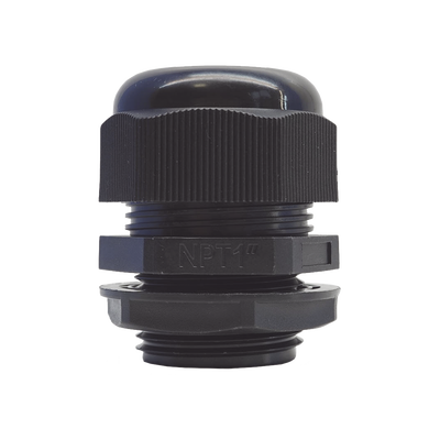 Conector Plástico Negro Tipo Glándula para Rosca NPT 1"