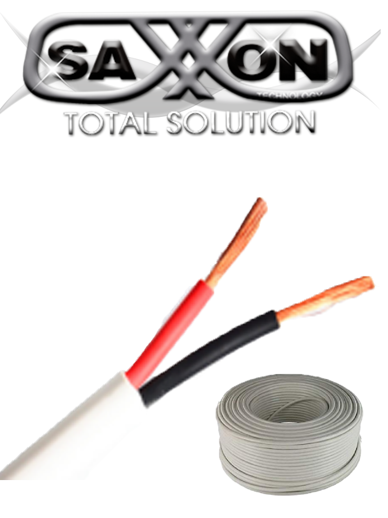 Imagen de SAXXON OWAC2100J - Cable de alarma / 2 Conductores / CCA/ Calibre 22  AWG / 100 Metros / Recomendable para control de acceso / Videoportero / Audio / Reforzado