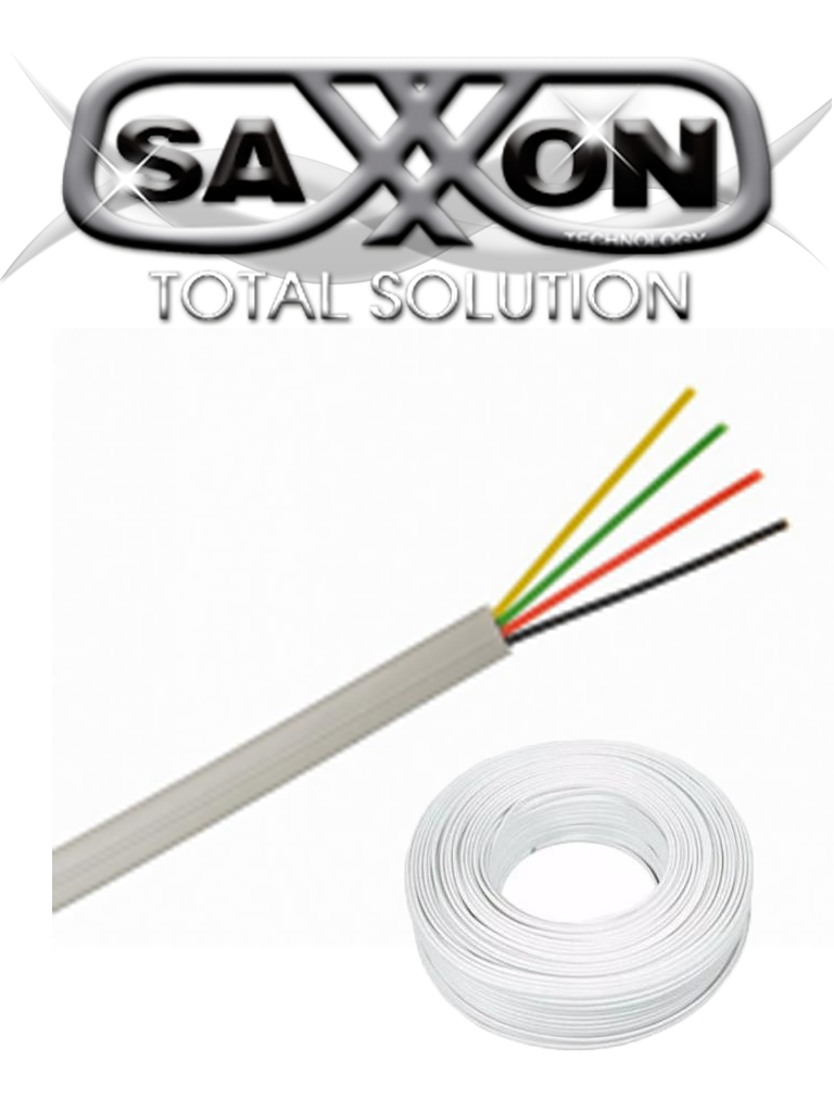 Imagen de SAXXON OWAC4100J - Cable de alarma / 4 Conductores / CCA/ Calibre 22  AWG / 100 Metros / Recomendable para control de acceso / Videoportero / Audio / Reforzado