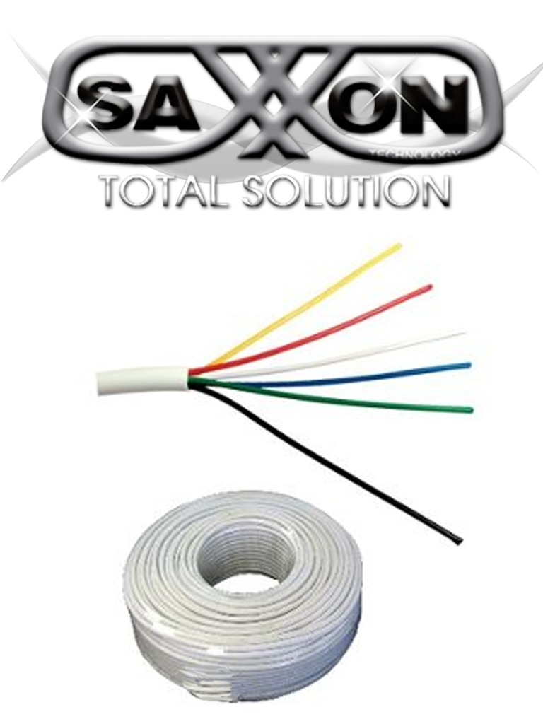 Imagen de SAXXON OWAC6100J - Cable de alarma / 6 Conductores / CCA/ Calibre 22  AWG / 100 Metros / Recomendable para control de acceso / Videoportero / Audio / Reforzado