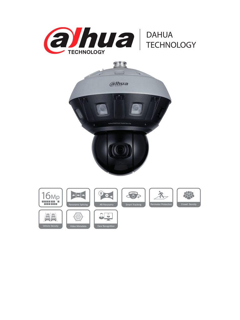 Imagen de DAHUA DH-PSDW81642M-A360-D440-S3 Cámara IP Hubble WizMind PTZ panorámica de 360° y multisensor de 16 MP/ 8 sensores / 40x/  400 m/ Protección perimetral/ Metadatos de vídeo/ Reconocimiento facial / Smart tracking/  H265+/H264+/  Ranura para Micro SD.