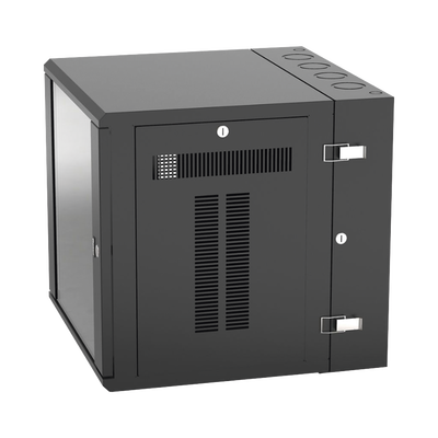 Gabinete PanZone de Montaje en Pared, de 19in, Puerta con Ventana de Seguridad, 12 UR, 635mm de Profundidad, Color Negro