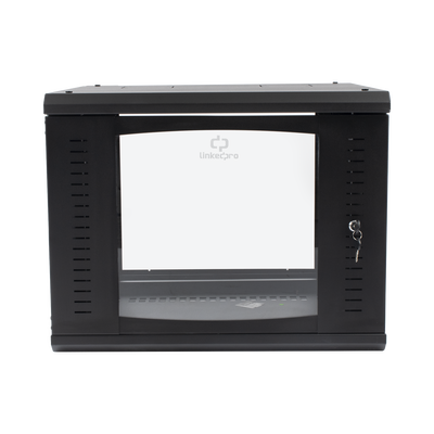 Gabinete Abatible de Pared (Con Marco Trasero) con Rack 19" de 9 Unidades. Ventana de Cristal Templado.