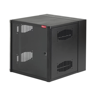 Gabinete AccessPlus de Montaje en Pared de 19in, Rieles Numerados y Roscados Puerta con Ventana de Seguridad, 600 mm de Ancho, 637 mm de Profundidad, 19 UR, Color Negro