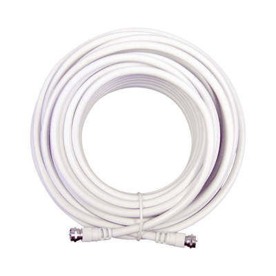Jumper Coaxial con Cable Tipo RG-6 en Color Blanco de 15.24 Metros de Longitud y Conectores F Macho en Ambos Extremos. 75 Ohm de Impedancia.