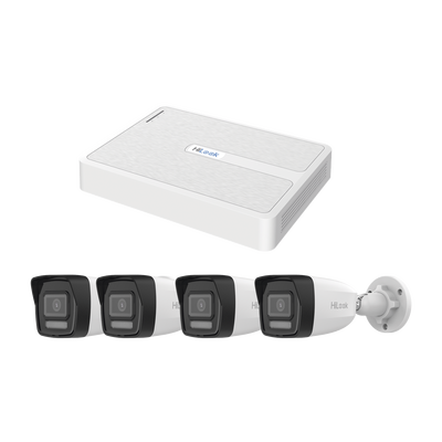 Kit IP 4 Megapixel / NVR de 4 Canales con 4 Puertos PoE / 4 Cámaras IP Bala para Exterior