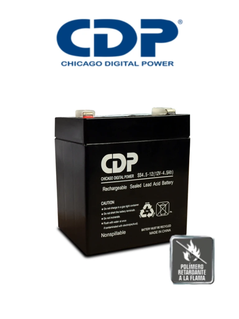 Imagen de CDP B-12-4.5 SLB 12-4.5 - Batería de respaldo de 12V a 4.5AH / Batería libre de mantenimiento y fácil instalación / Compatible con CCTV y DSC