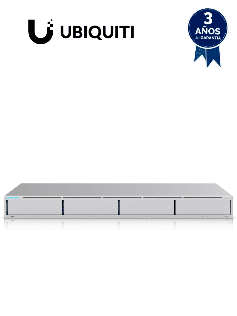 Imagen de Ubiquiti UNVR - NVR Empresarial UniFi Protect recomendado para 15 cámaras 4K o 50 cámaras Full HD, con 4 bahías de disco duro, puerto Gigabit RJ-45 y configuración RAID 1 o RAID 5 automática.