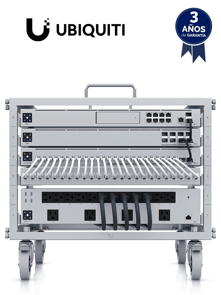 Imagen de UBIQUITI U-RACK-6U-TL - Mini Rack abierto con ruedas, 6U, Patchpanel de 24 puertos Gigabit, Bloqueo de Ruedas, Capacidad de carga 35Kg, Toolless: Ensamble sin herramienta