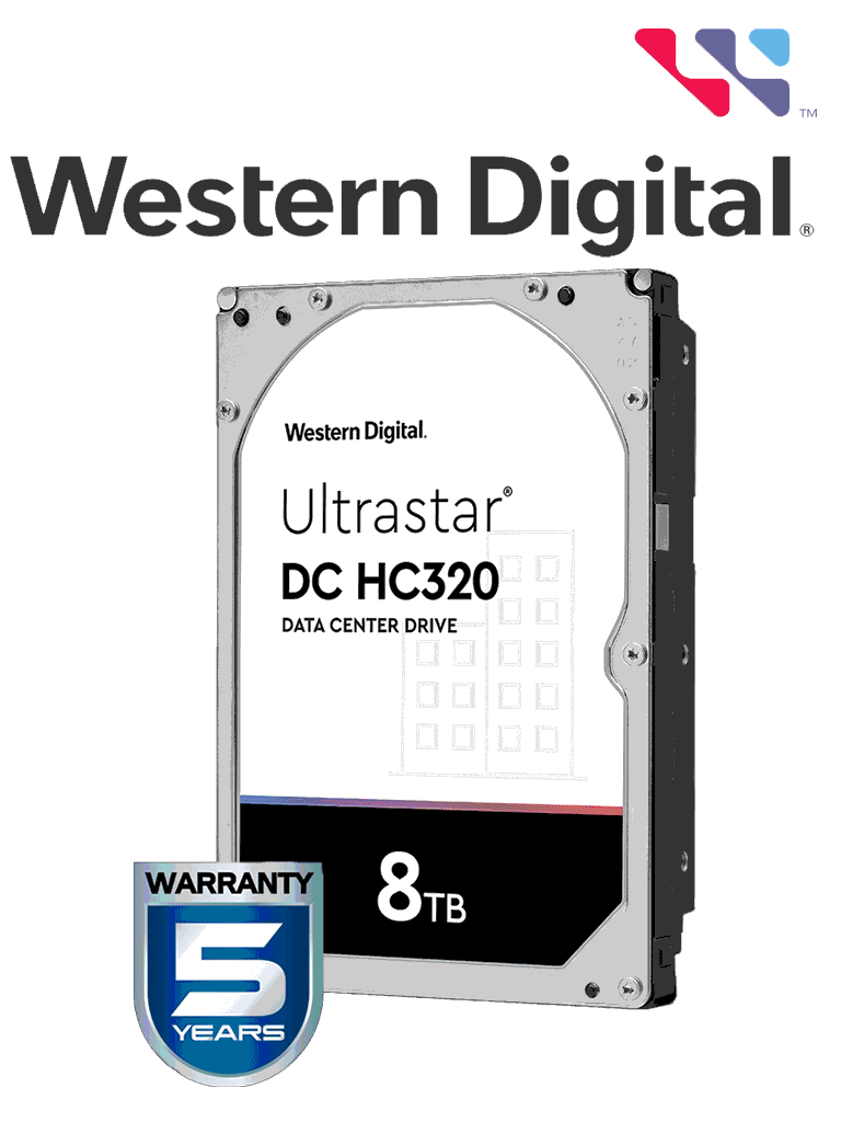 Imagen de WESTERN HUS728T8TALE6L4 - Disco duro de 8 TB HC320 / Serie ULTRASTAR / Recomendado para servidores / Videovigilancia / Sin limite de bahias / 7200RPM / SATA 3 / 6GBS / 256MB