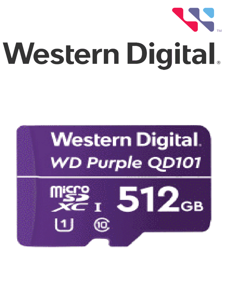 Imagen de WESTERN DIGITAL WDD512G1P0C - Micro SD 512 GB / Purple SCQD101 / Para videovigilancia / 24-7 / Alto rendimiento