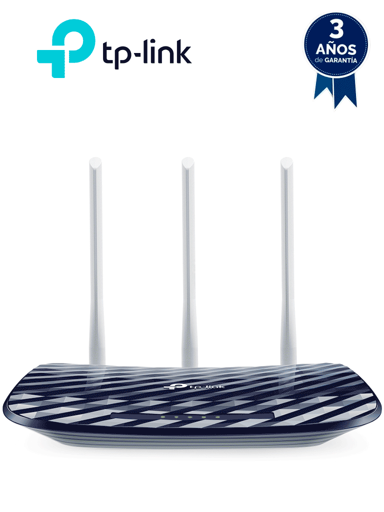 Imagen de TP-LINK Archer C20 - Ruteador WiFi AC 733Mbps con 1 puerto WAN RJ45 Fast Ethernet, 4 puertos LAN RJ45 Fast Ethernet y 3 antenas fijas.