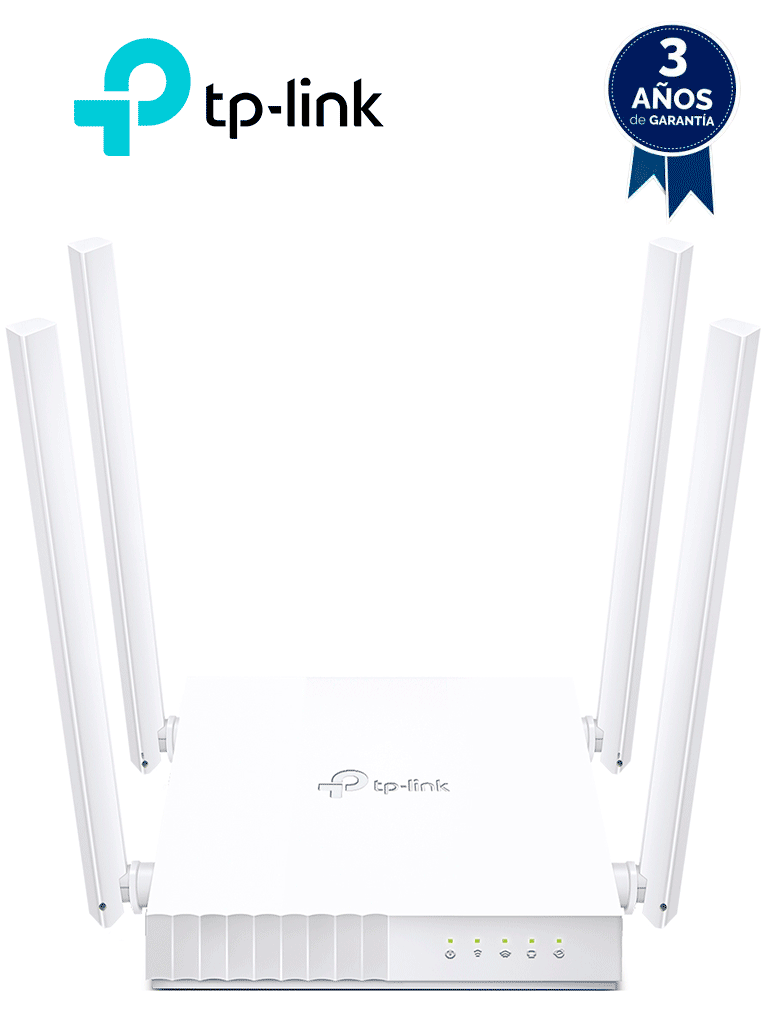 Imagen de TP-LINK Archer C24 - Ruteador WiFi AC 750Mbps con 1 puerto WAN RJ45 Fast Ethernet, 4 puertos LAN RJ45 Fast Ethernet, 4 antenas fijas y modos de funcionamiento como enrutador, punto de acceso y extensor de red.